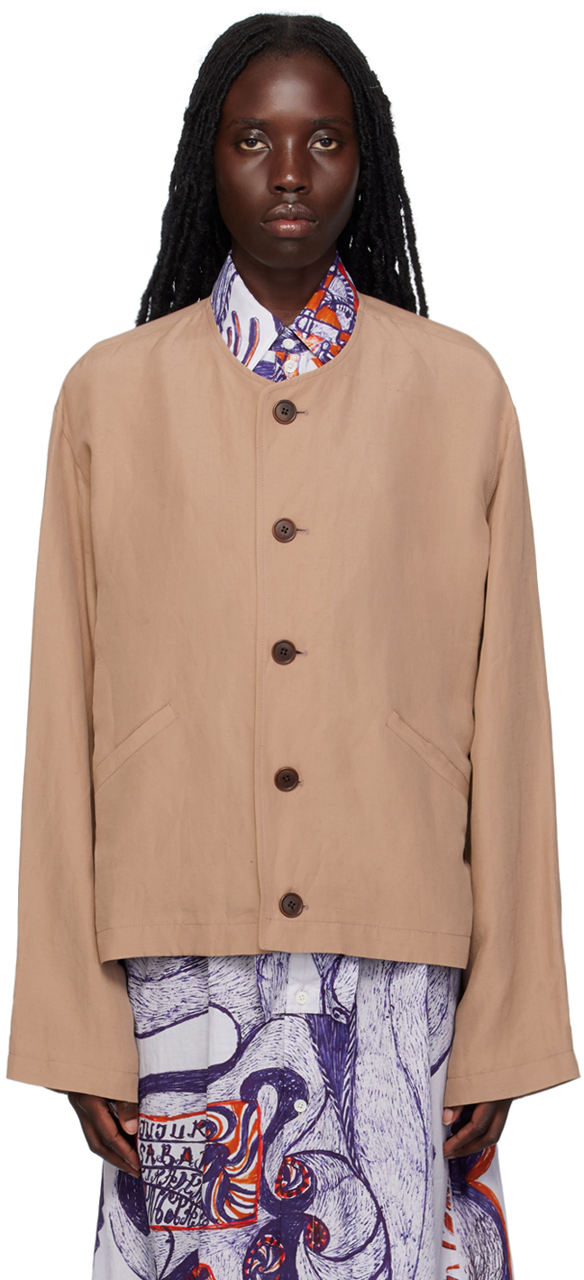 Lemaire Tan Lightweight Blazer In Br411 Cappuccino
