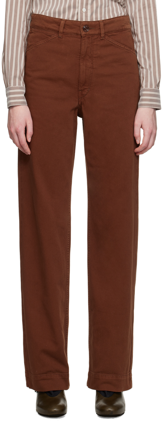 Lemaire Brown Relaxed-fit Jeans In Br456 Brick Brown