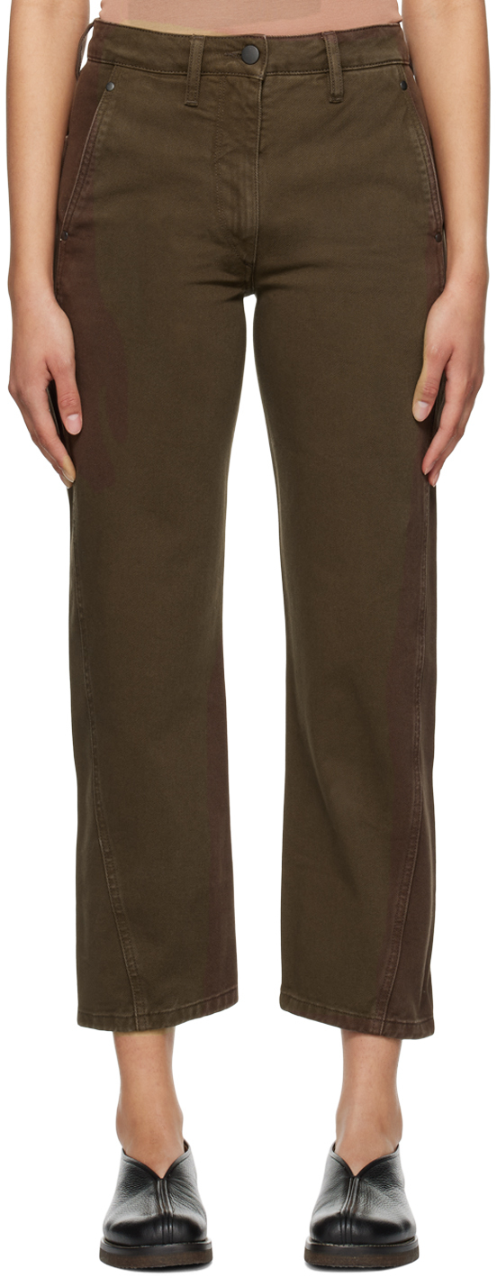 Lemaire Brown Twisted Jeans In Br449 Dark Brown