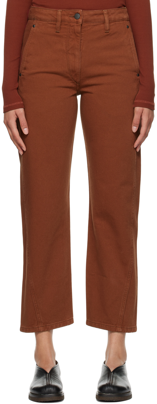 Lemaire Orange Twisted Jeans In Br456 Brick Brown