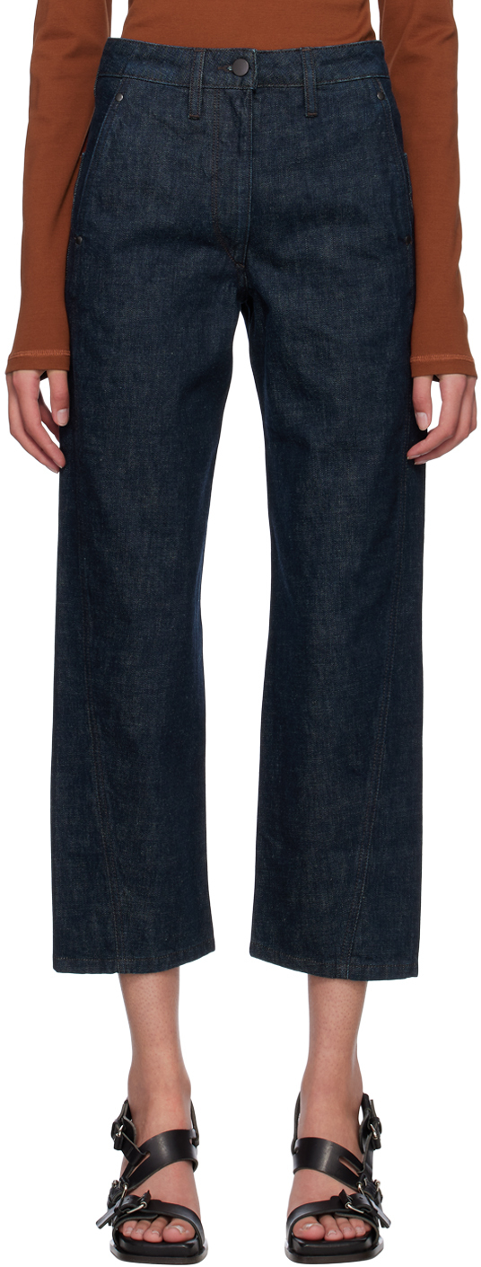 Shop Lemaire Indigo Twisted Jeans In Denim Indigo