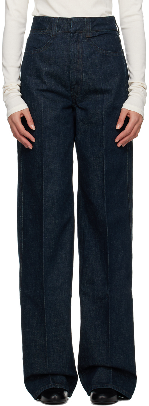 Indigo High Waisted Jeans by LEMAIRE on Sale