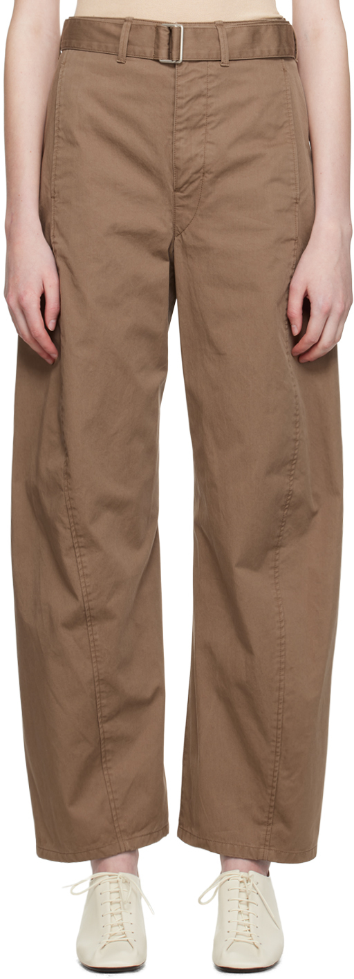 Lemaire Brown Light Belt Twisted Trousers In Br409 Cub Brown