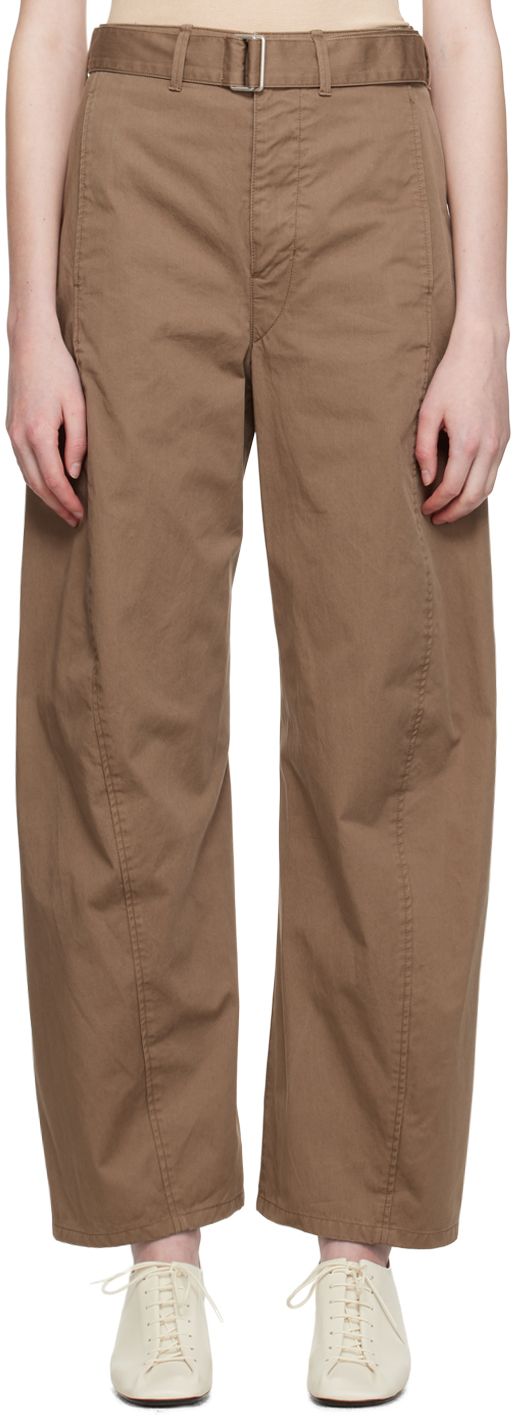 LEMAIRE BROWN LIGHT BELT TWISTED TROUSERS