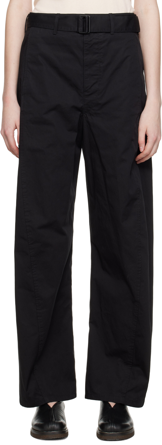 Black Light Belt Twisted Trousers by LEMAIRE on Sale
