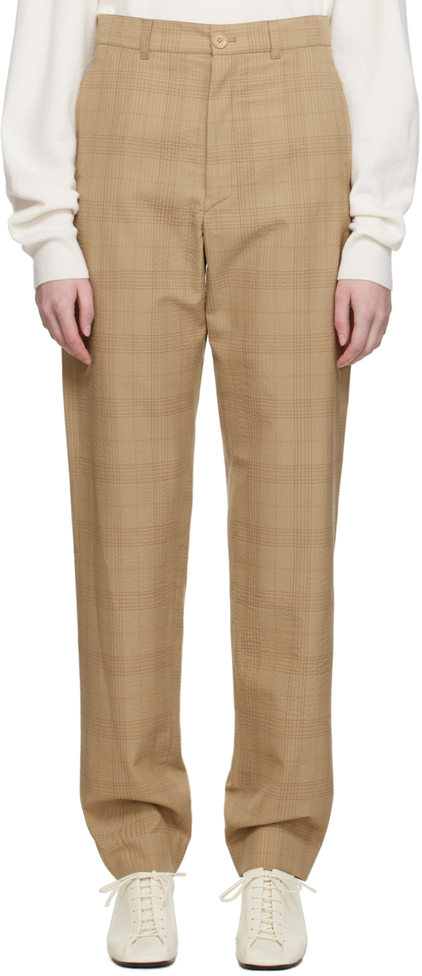 Lemaire Loose Suit Trousers In Brown