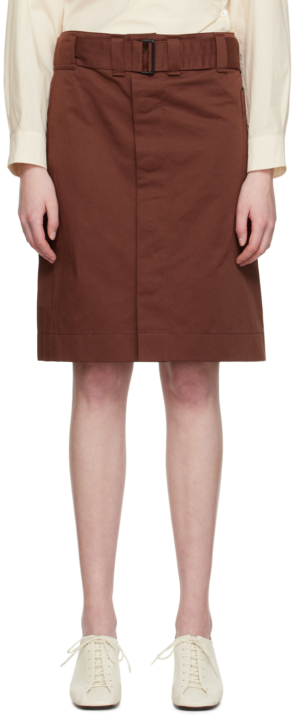 Brown Apron Pocket Midi Skirt by LEMAIRE on Sale 