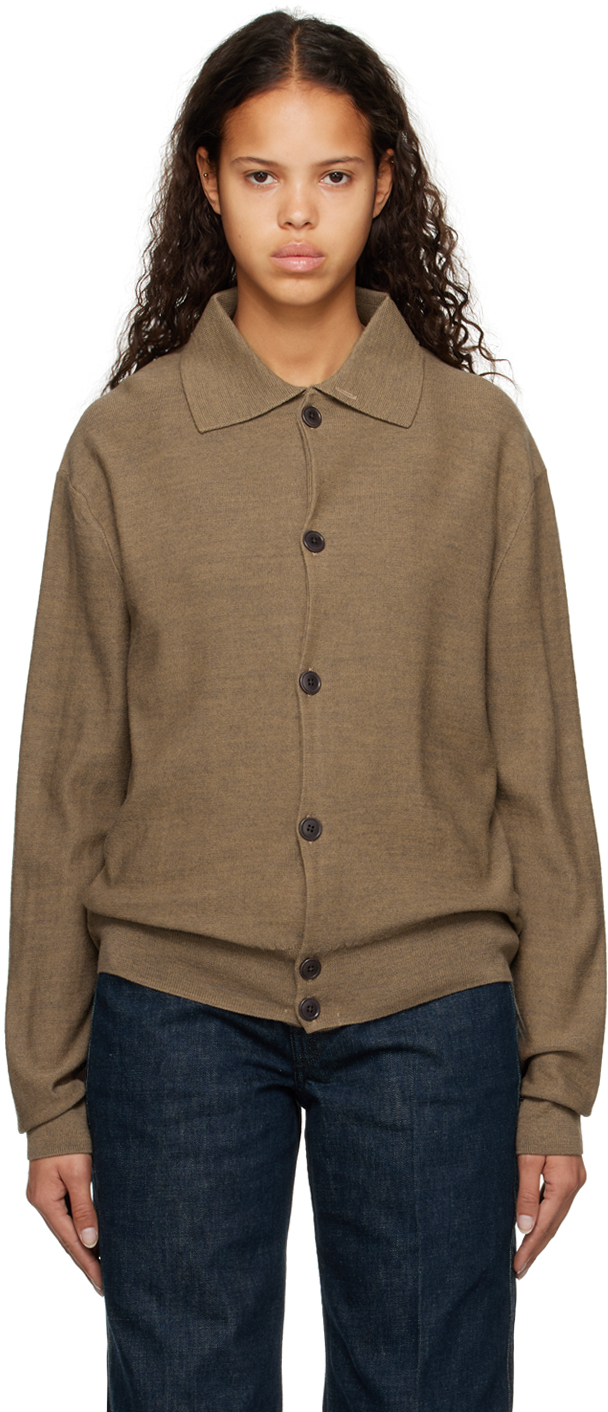 Lemaire High-neck Cardigan In Braun | ModeSens