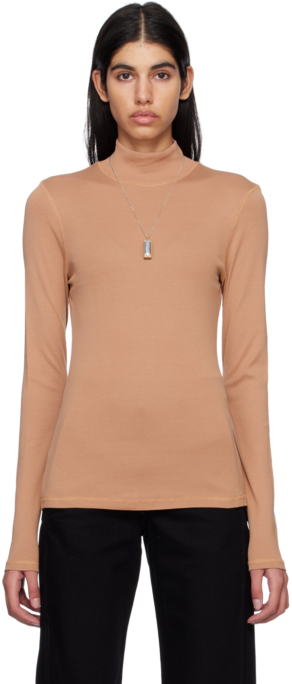 Lemaire Tan Rib Long Sleeve T-shirt In Nude | ModeSens