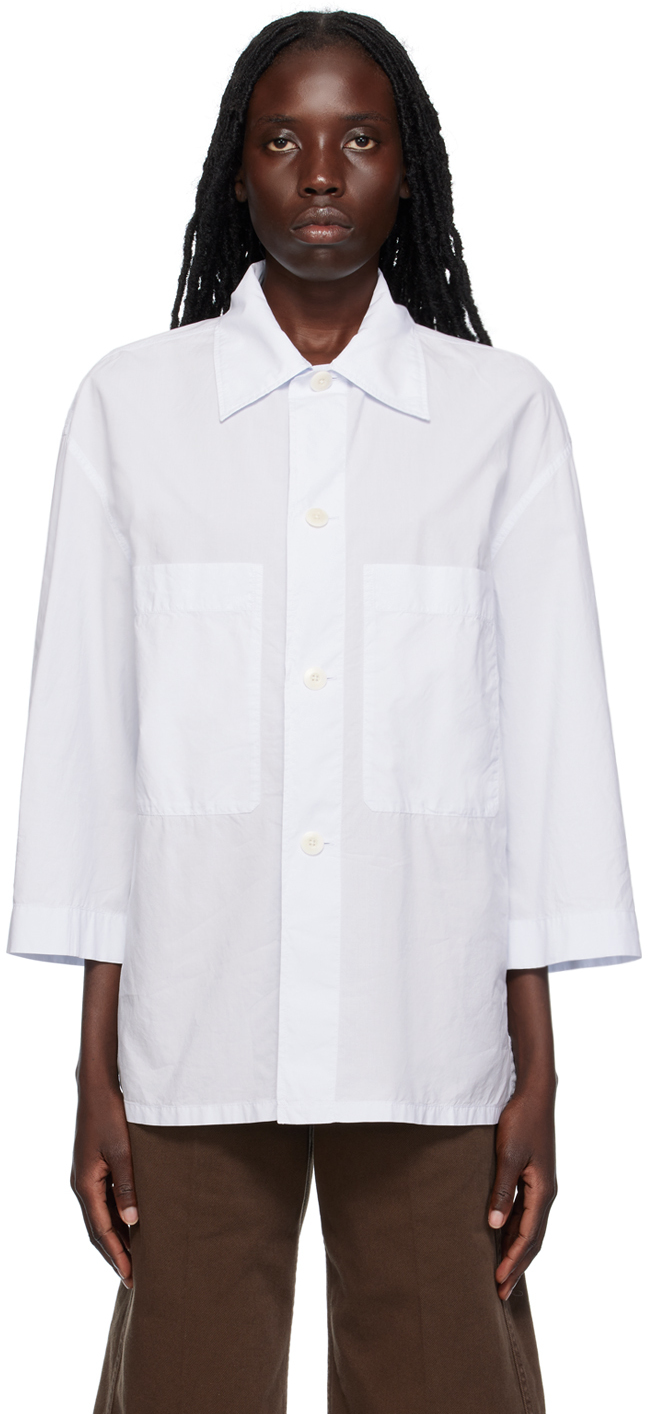 Lemaire Blue Military Shirt In Bl701 Sky