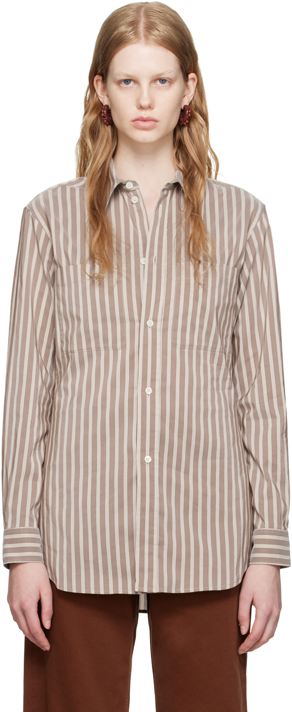LEMAIRE Taupe Striped Shirt | Smart Closet