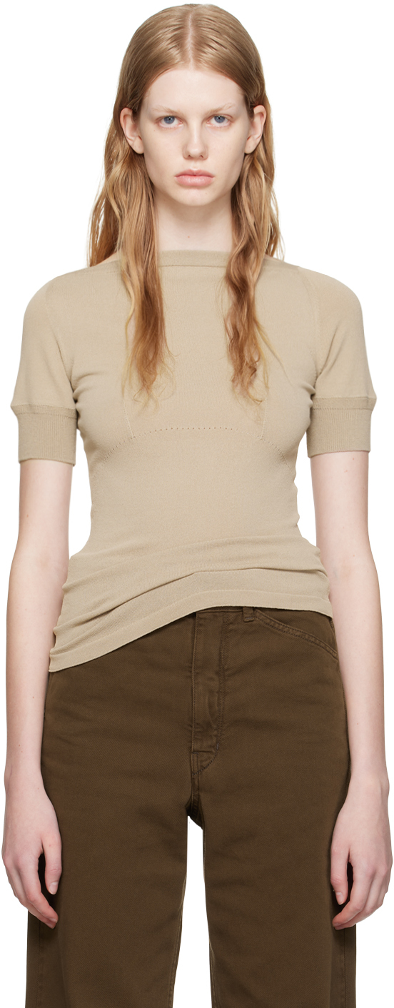 Lemaire Taupe Darted Fitted T-shirt In Bg240 Greige