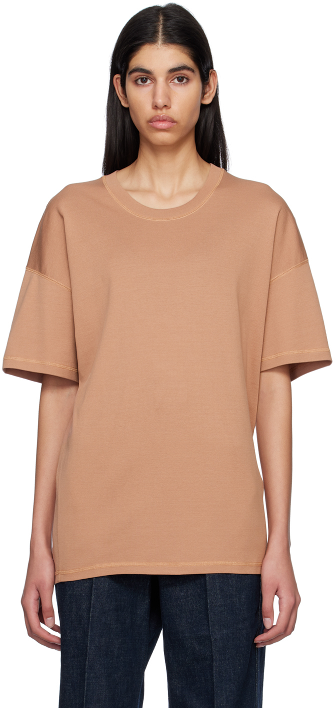 Lemaire Tan Rib T-shirt In Br505 Raw Umber