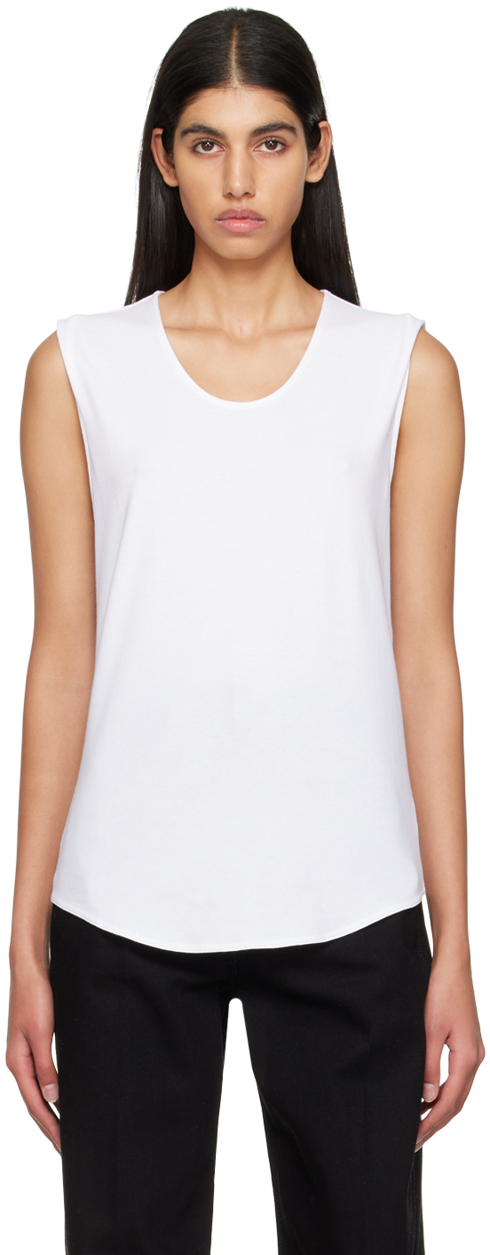 LEMAIRE: White Scoop Neck Tank Top | SSENSE