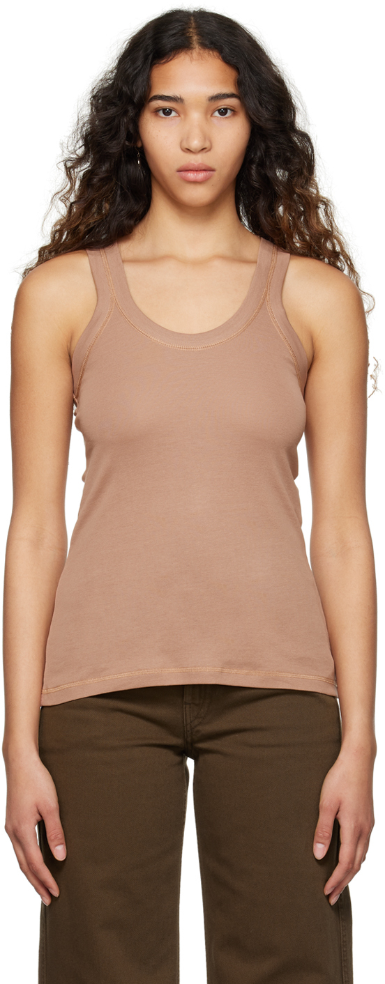Lemaire Tan Scoop Neck Tank Top In Br505 Raw Umber