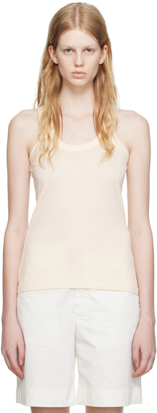 Lemaire Off-white Rib Tank Top In Wh048 Lt Cream