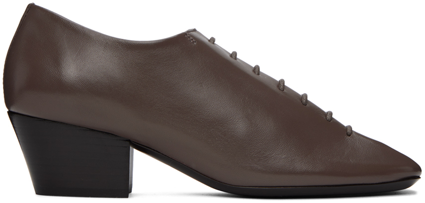 Lemaire Gray Heeled Derbies In Brown