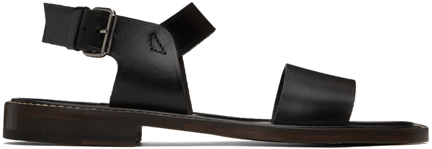 Lemaire Leather Slingback Flat Sandals In Black