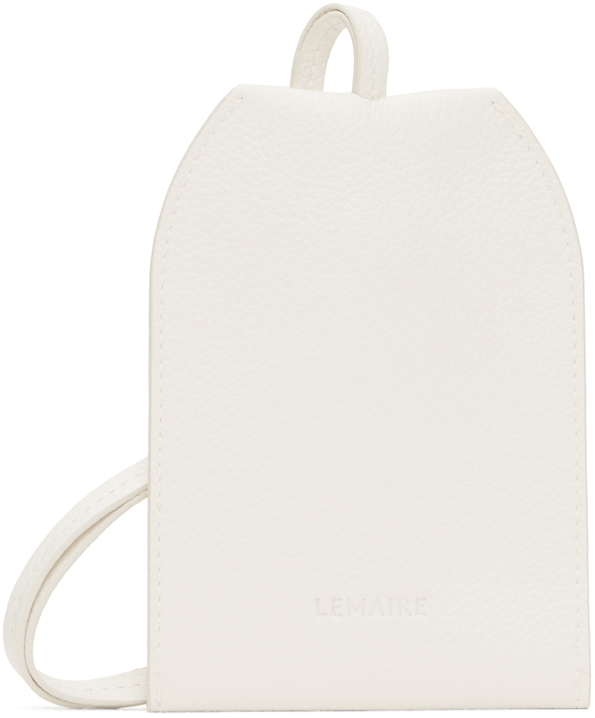 Lemaire White Enveloppe Key Ring Pouch In Wh001 Chalk