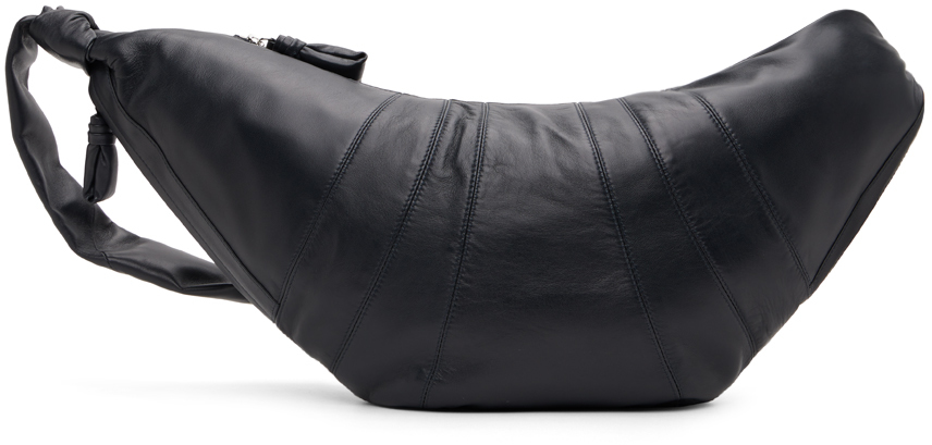 Lemaire Black Large Croissant Bag In Bk991 Asphalt