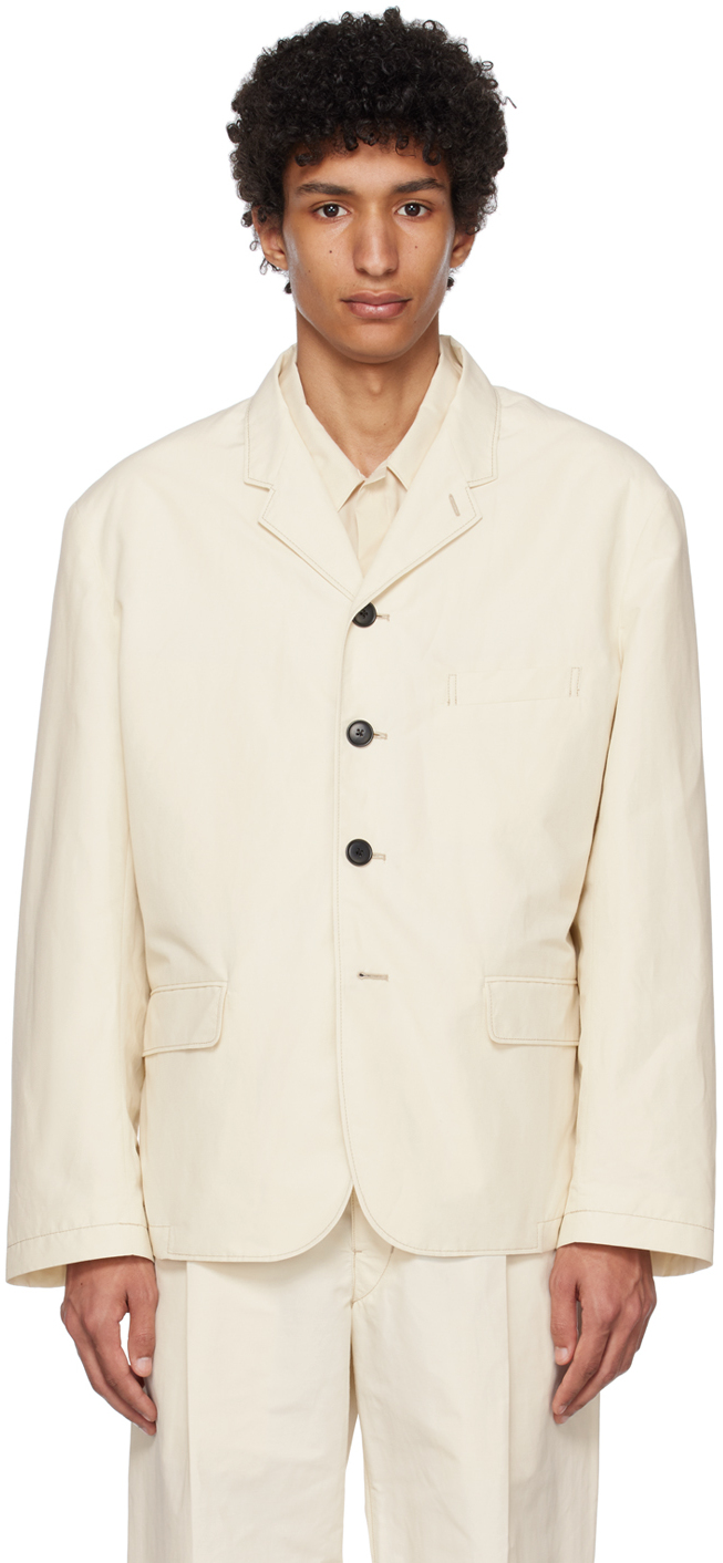 Lemaire Off-white Short Blazer In Wh009 Ivory