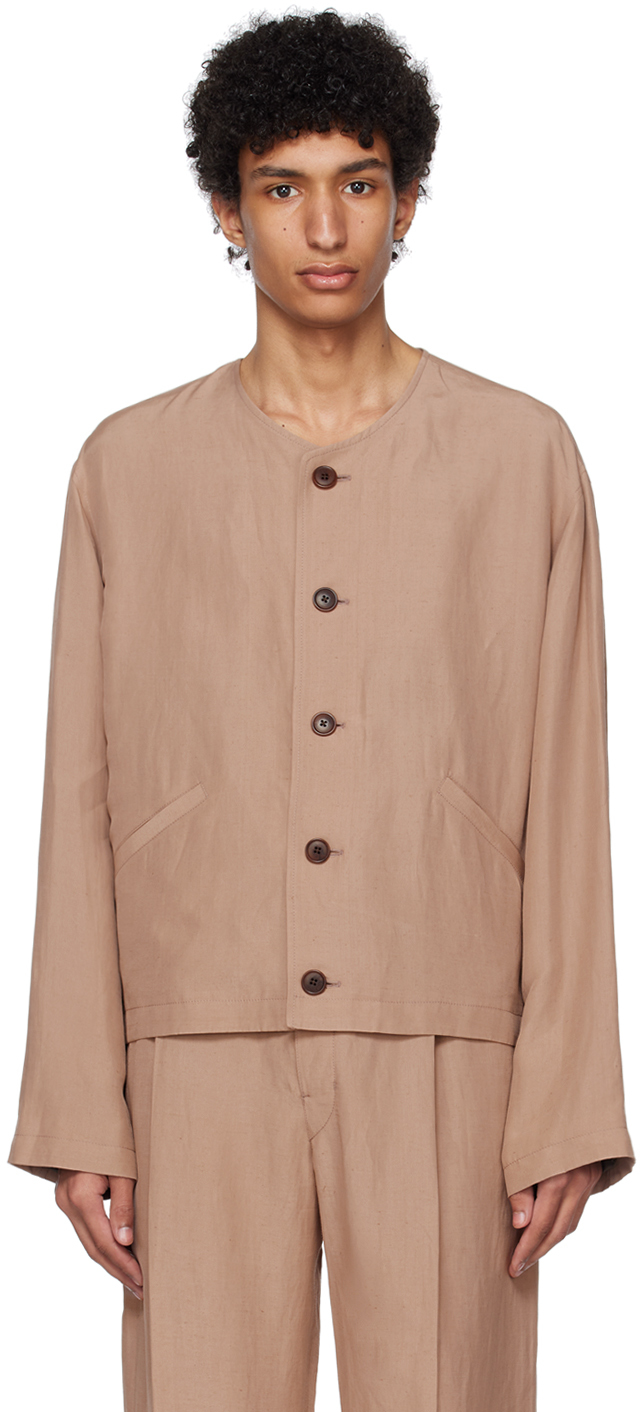 Lemaire Button-up Jacket In Brown
