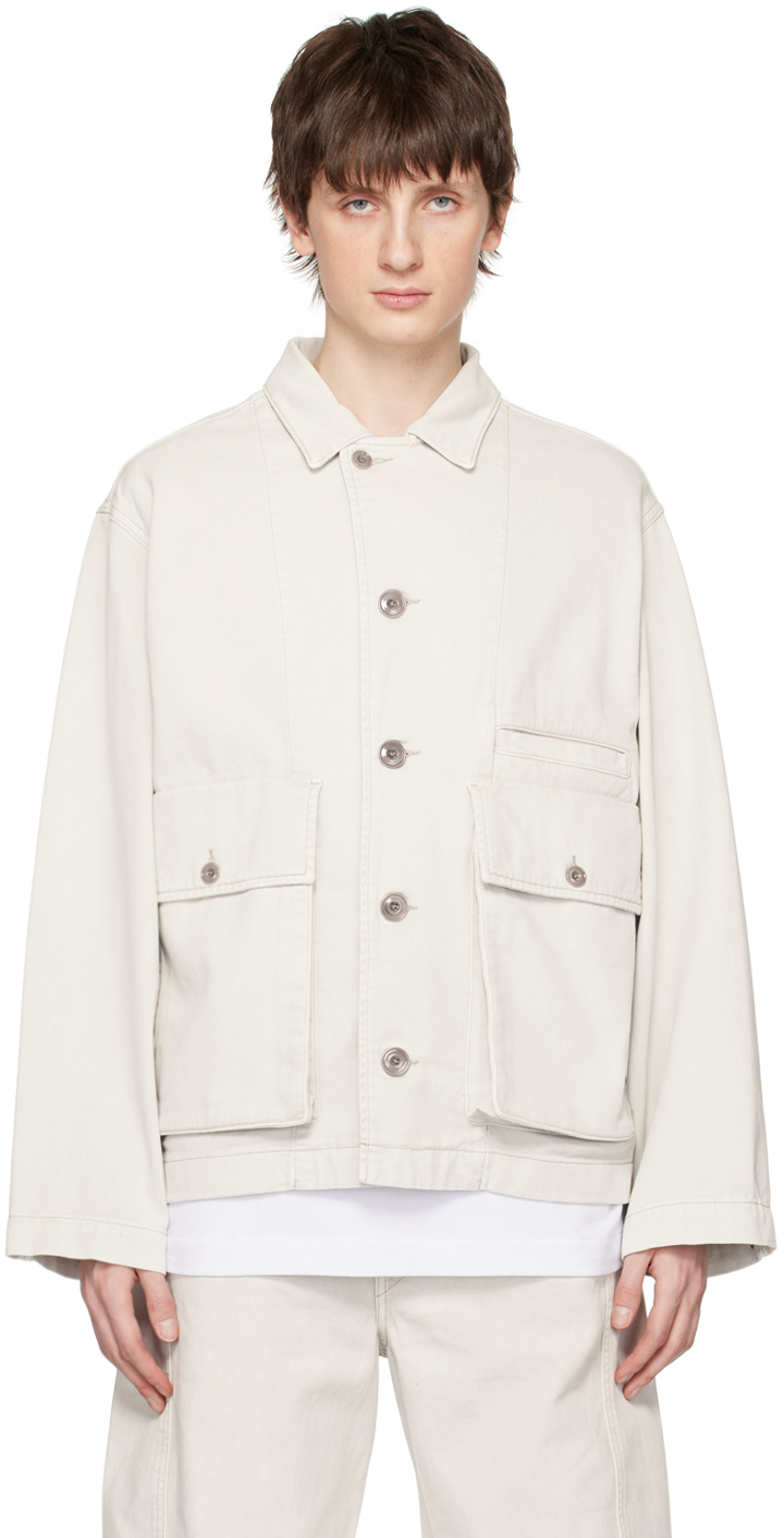 LEMAIRE: Gray Boxy Denim Jacket | SSENSE