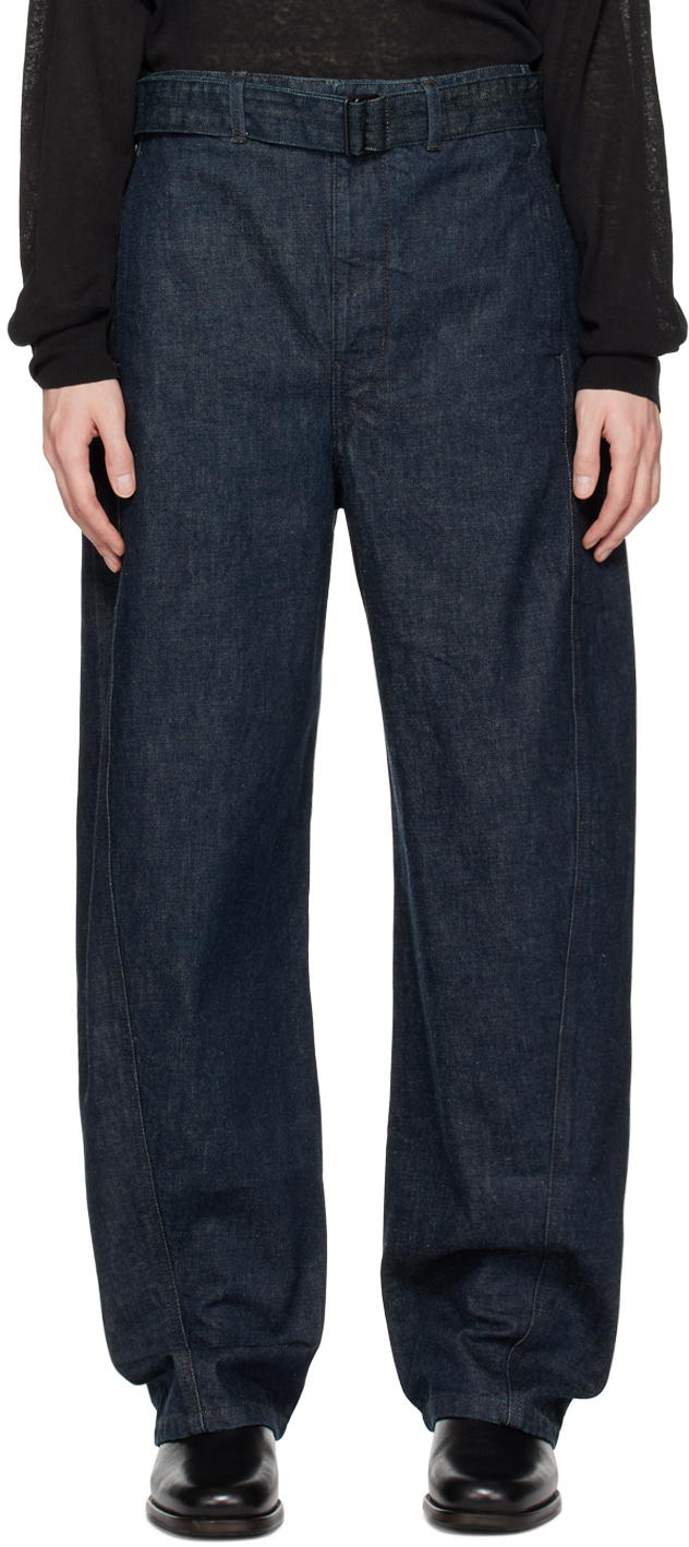 Lemaire Blue Twisted Jeans In Bl760 Denim Indigo