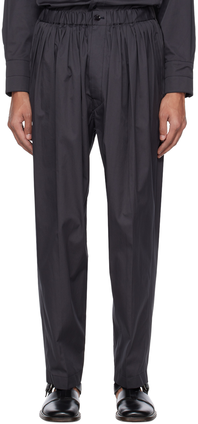 Gray Pleated Relaxed Trousers