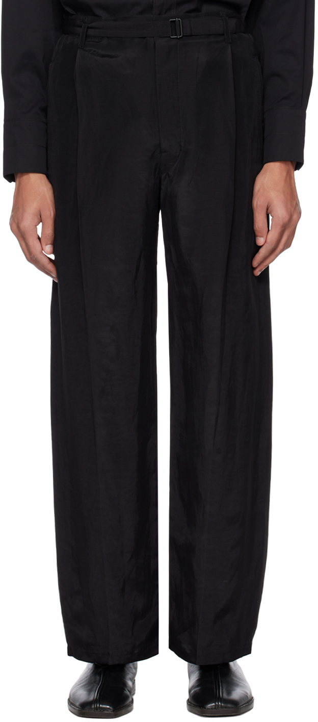 LEMAIRE BLACK BELTED EASY TROUSERS