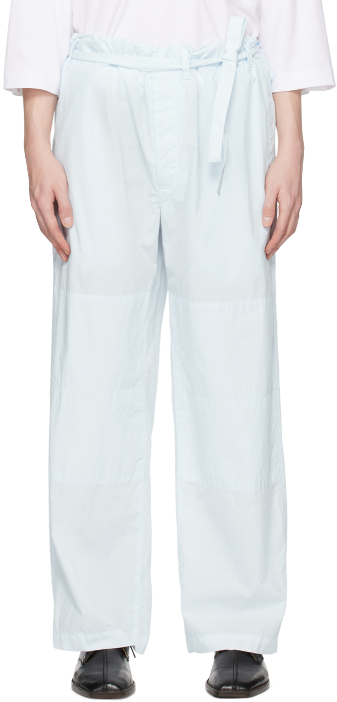 Lemaire Drawstring-waist Cotton Relaxed-leg Trousers In Bl701 Sky