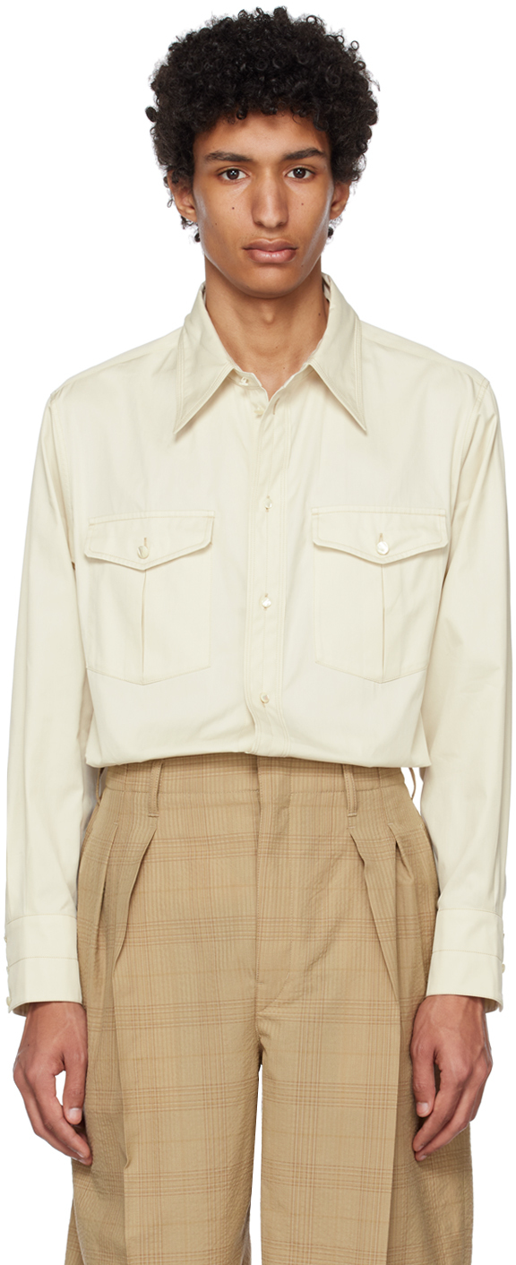 Shop Lemaire Beige Western Shirt In Wh014 Creamy White