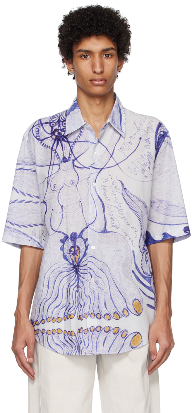 LEMAIRE: Purple Printed Shirt | SSENSE Canada