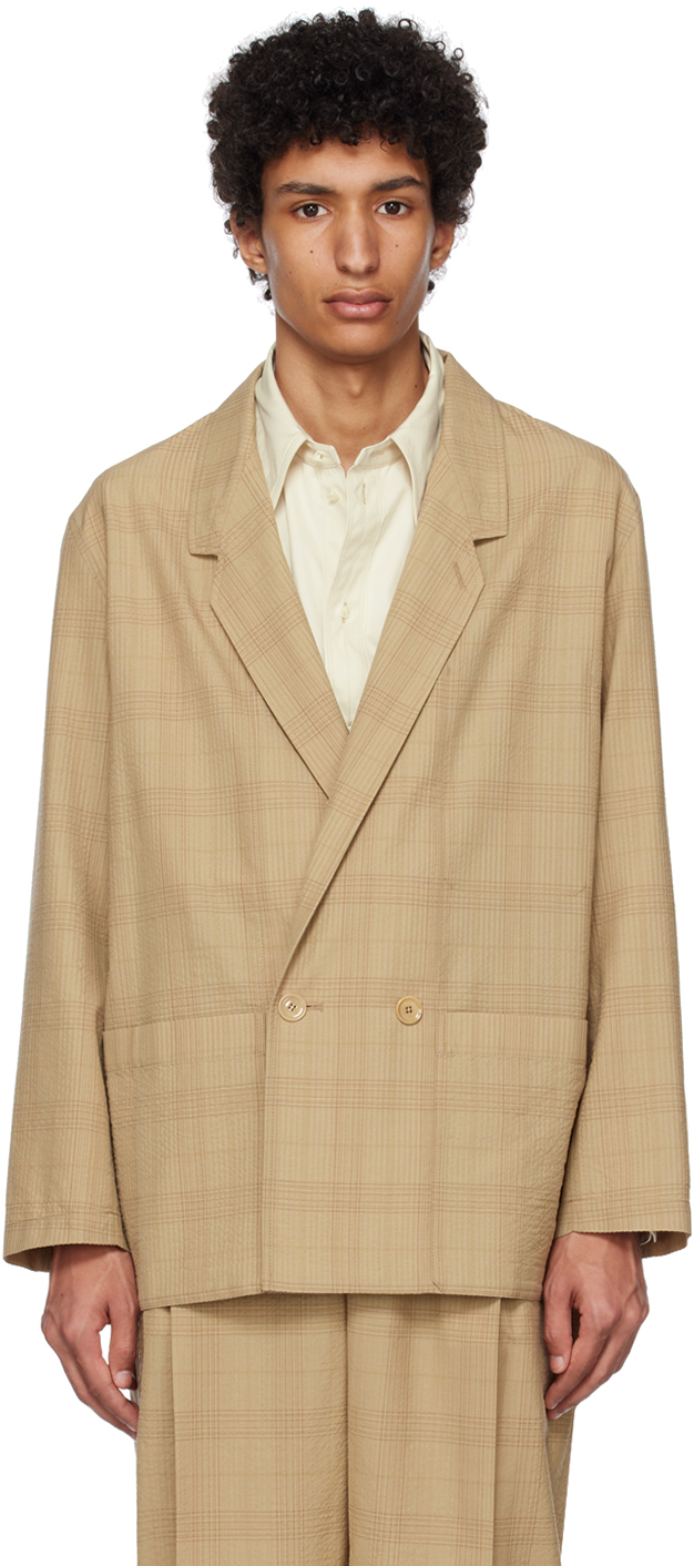 LEMAIRE: Khaki Double-Breasted Blazer | SSENSE Canada