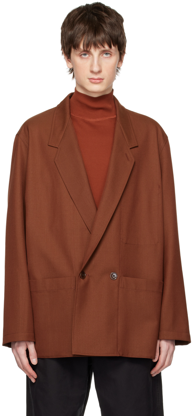 LEMAIRE: Brown Double-Breasted Blazer | SSENSE UK