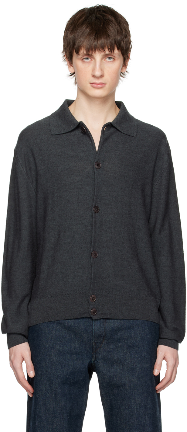 LEMAIRE: Gray Convertible Collar Cardigan | SSENSE