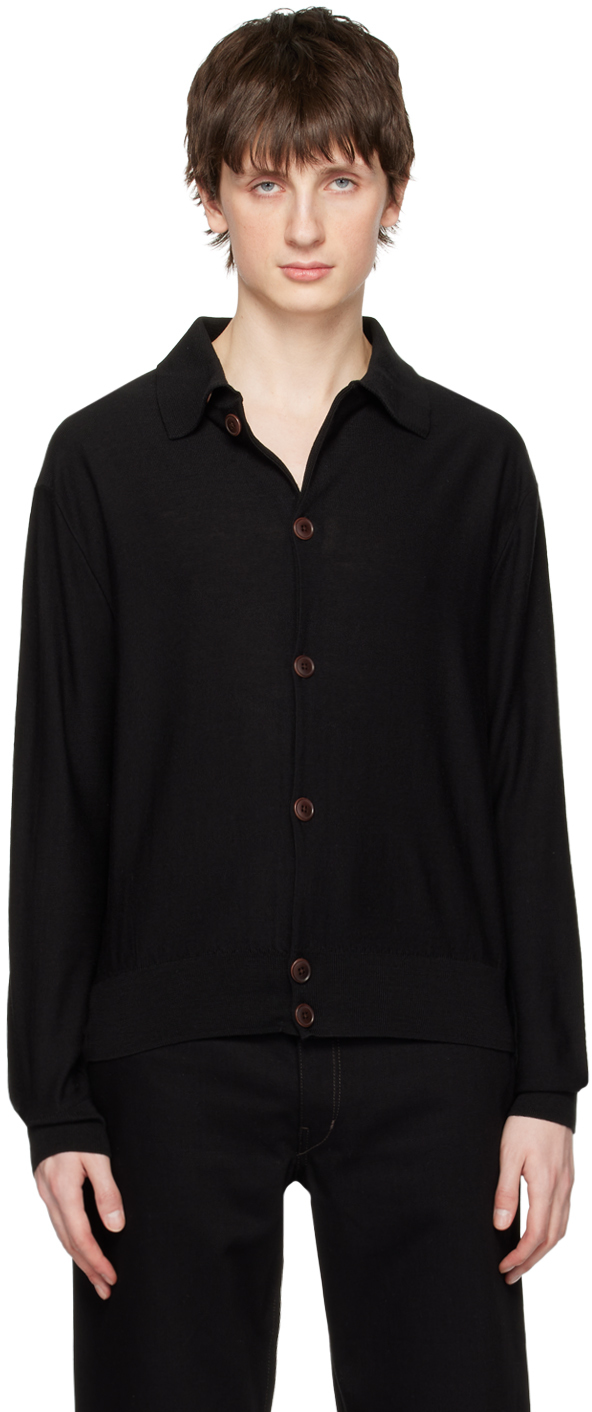 Lemaire Cotton Ribbed-knit Cardigan In Black | ModeSens