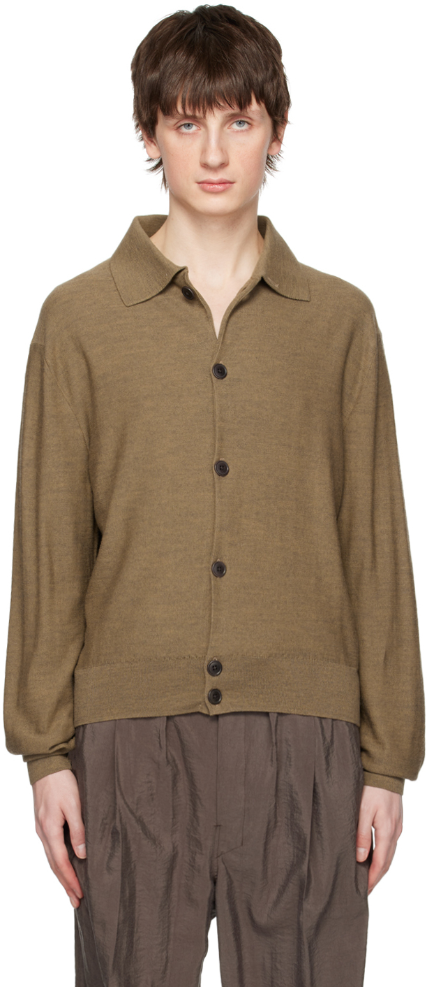 Beige Convertible Collar Cardigan by LEMAIRE on Sale