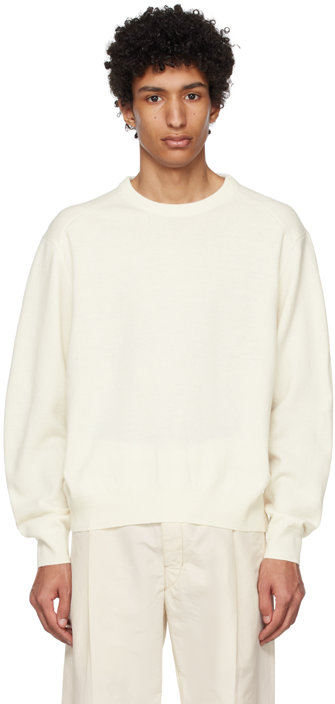 Lemaire Off-white Crewneck Sweater In Wh001 Chalk