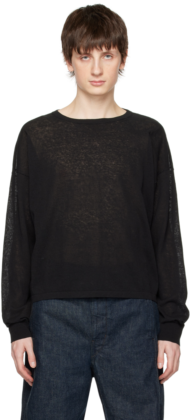 Lemaire Black Boxy Sweater In Bk999 Black