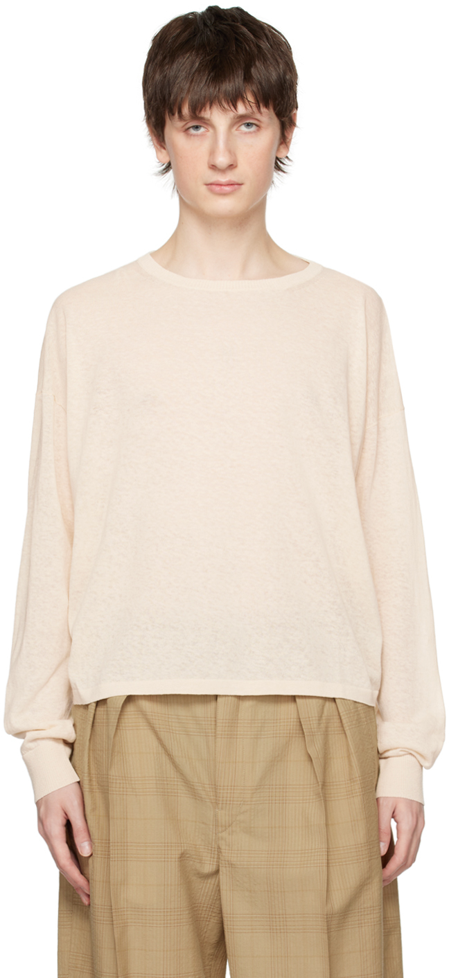 Lemaire Off-white Boxy Jumper In Wh001 Chalk