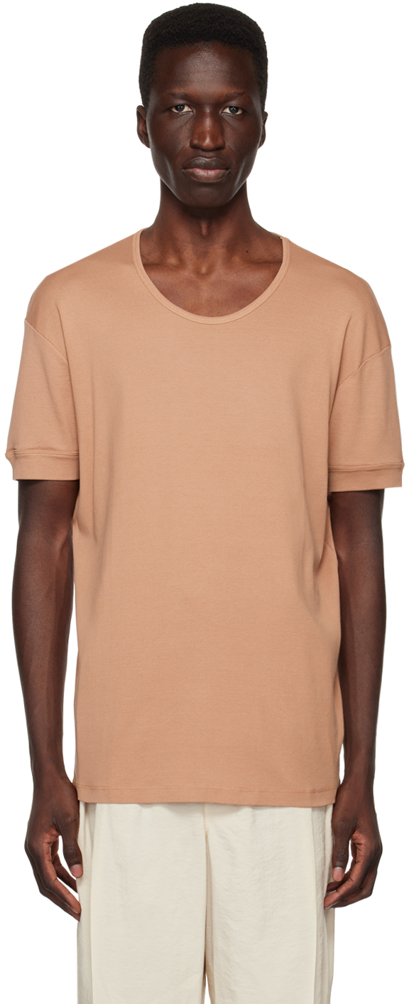 Lemaire Short-sleeved T-shirt In Raw Umber