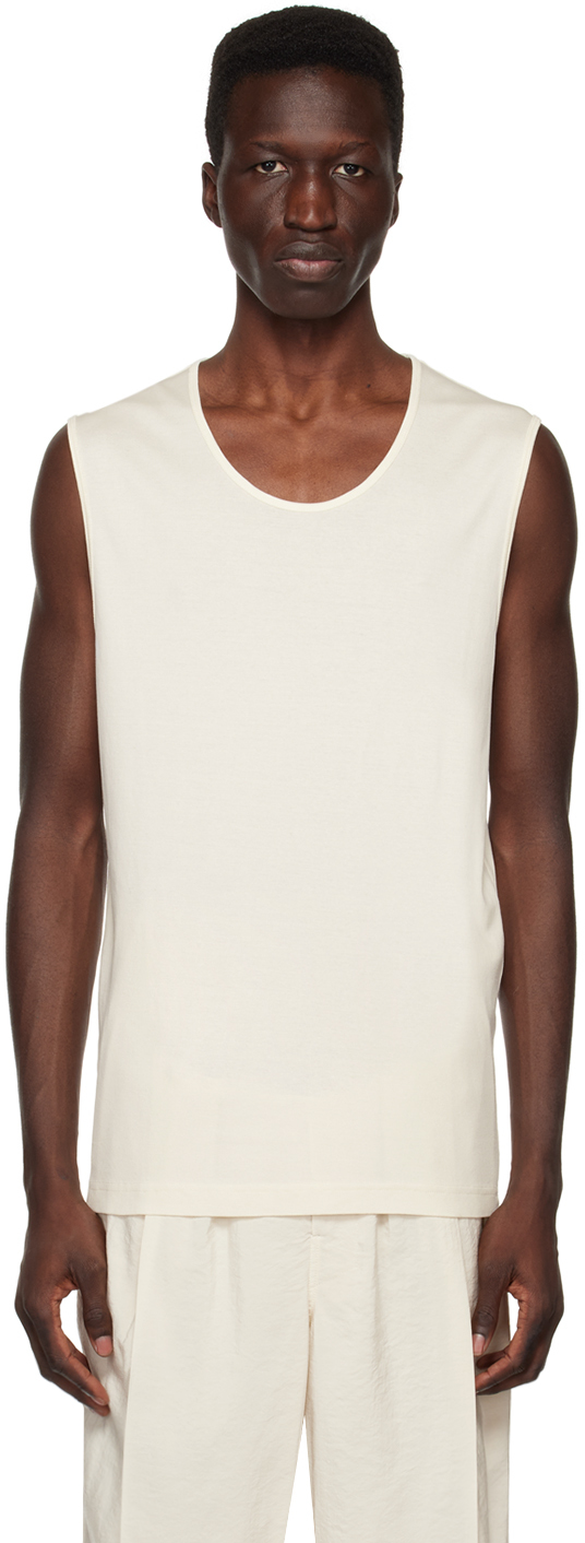 LEMAIRE: Off-White Ribbed Tank Top | SSENSE UK