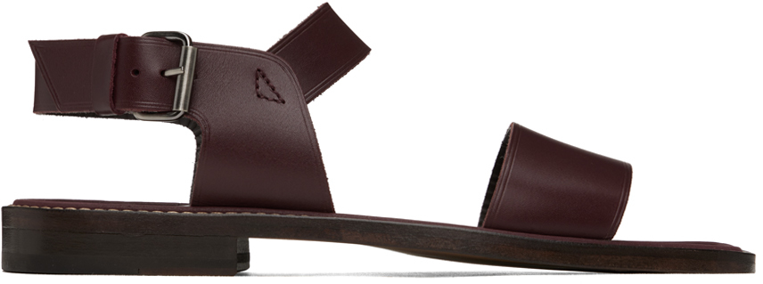 Lemaire Leather Sandals In Red Wine