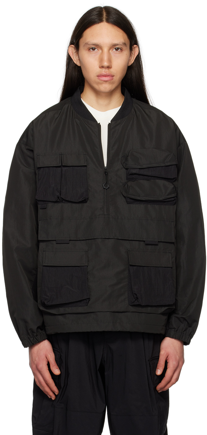 Black Flap Pockets Jacket