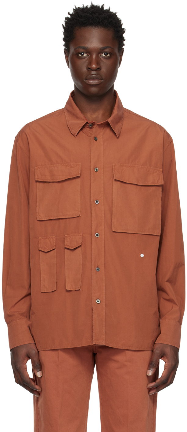 Etudes Studio Red Checkpoint Shirt In Brown