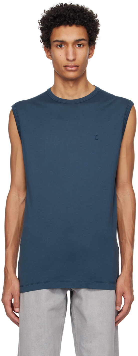 Études Blue Embroidered Tank Top