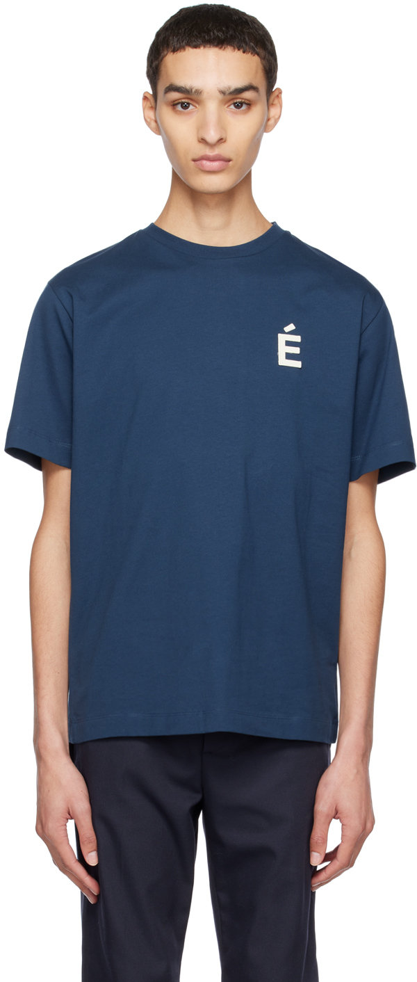 Etudes Studio Navy Wonder Patch T-shirt In Blue