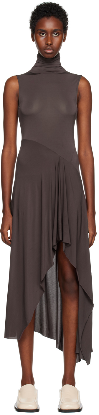 Shop Paloma Wool Brown Balongo Midi Dress In C/275 Dark Vine
