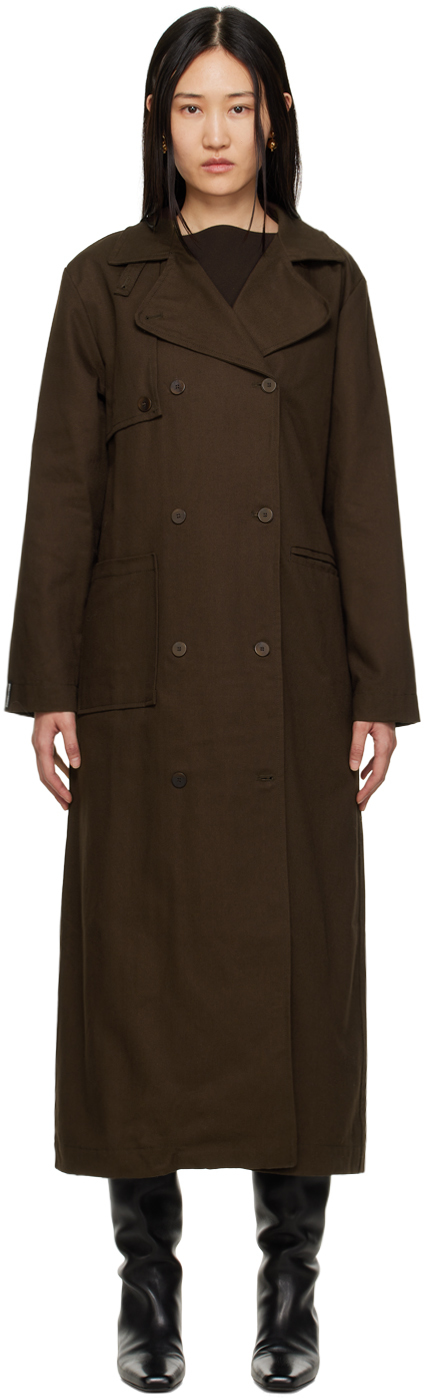 Paloma Wool Brown Pauet Trench Coat In C/326 Dark Brown